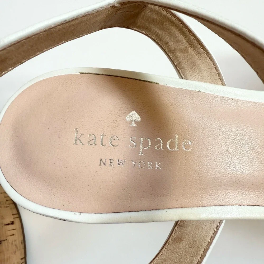 Kate Spade‎ Womens Shoes White Cork Tomas Wedge Heels  Size 9.5M  Ruffled Edge
